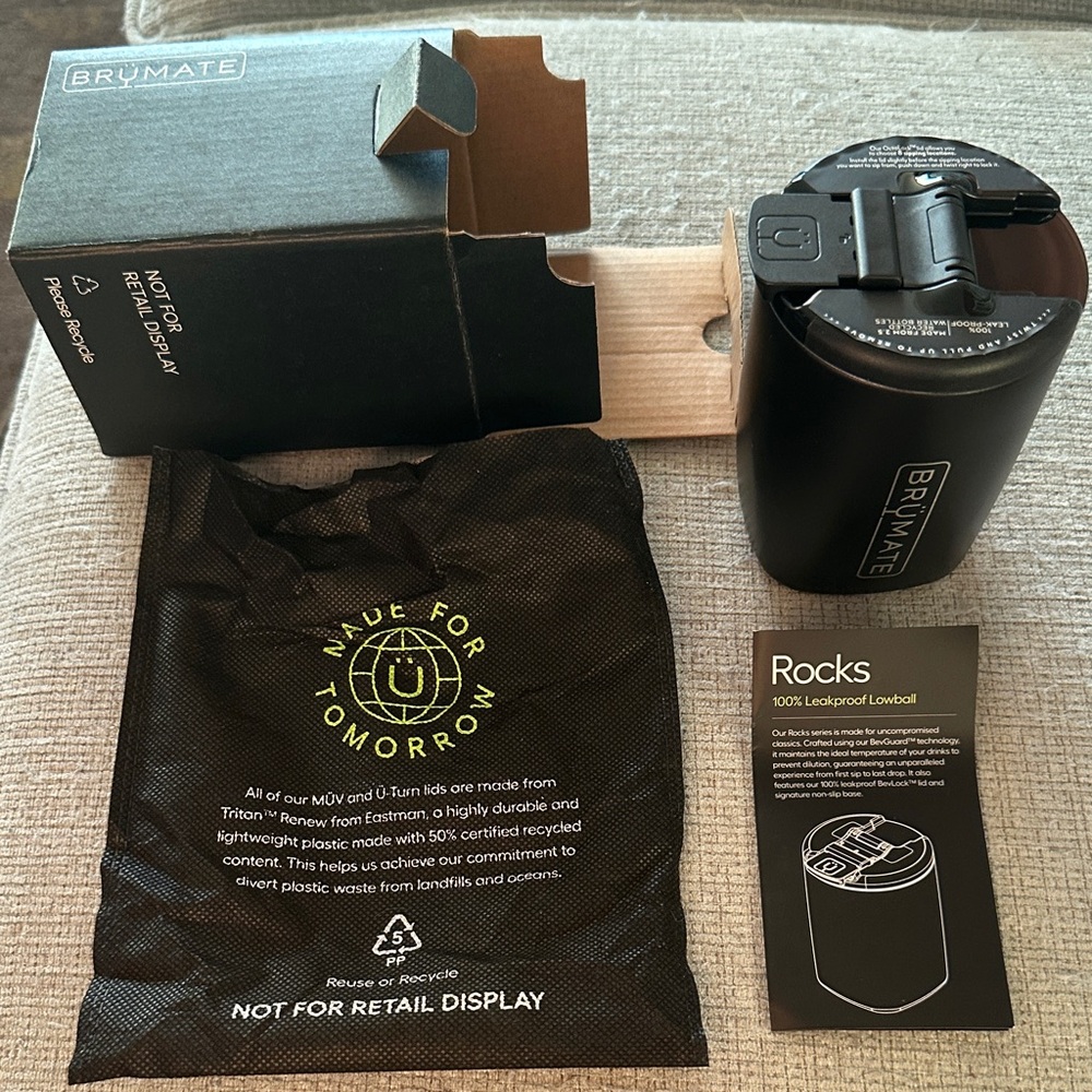 BrüMate Rocks Black Leakproof Lowball Cup